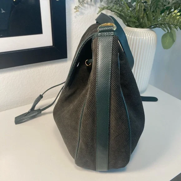 Rare Bottega Veneta Green Suede & Leather Drawstring Bag - Picture 8 of 14